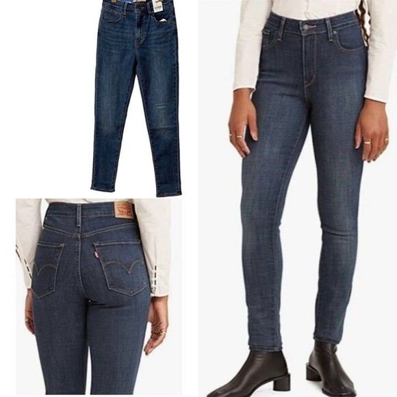 Levi’s 721 NWT Sz 26X28 Medium Wash Distressed High Rise Skinny Jeans - Picture 1 of 12